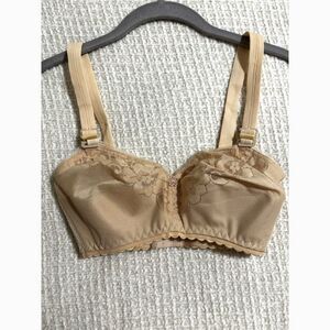 Vintage Penny Rich P-58 Bra 28E Soft Cup Nude Floral No Wire Fits 28A-30B USA